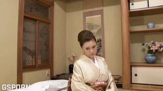 Big Boobs Japanese MILF with Kimono Fucking and Happy End